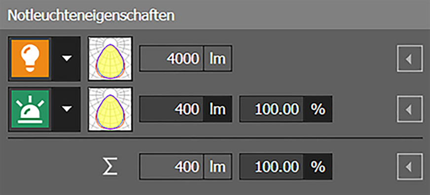 Bild 3 Notleuchteneigenschaften.