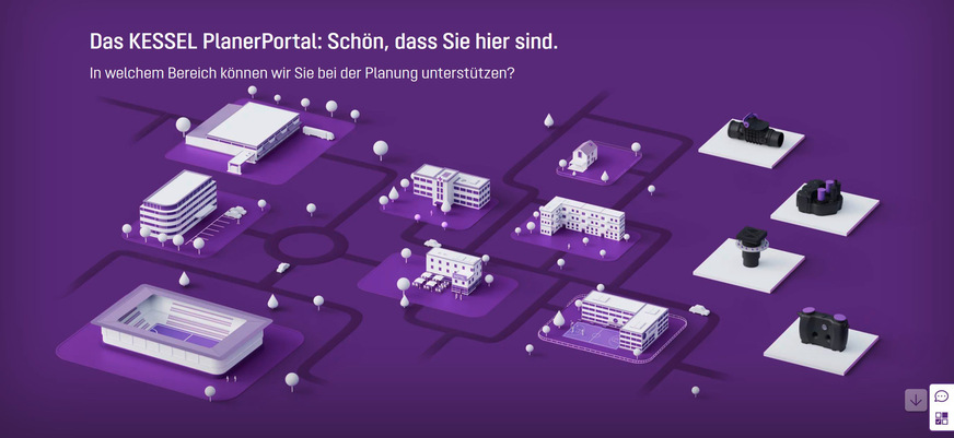 Unter planer.kessel.de sorgt die Aufteilung nach Objekt- und Produktart für eine schnelle, intuitive Navigation.