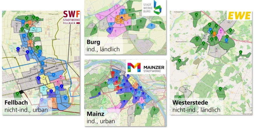 Die betrachteten Gebiete sind über Deutschland verteilt und durch unterschiedliche Siedlungsstrukturen geprägt.