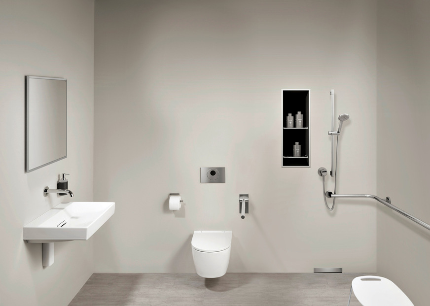 Bild 1 In den wichtigen Badbereichen Waschtisch, Dusche und WC in Kliniken und anderen medizinischen Einrichtungen sollten die Produkte den Hygieneempfehlungen der Krinko entsprechen.