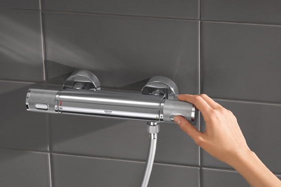 Der in vielen Grohe-Thermostaten&nbsp;verbaute EcoButton hilft, den Wasserdurchfluss zu begrenzen.