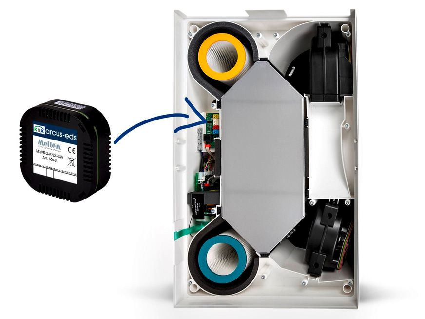 Meltem bietet zur Einbindung der Modbus-Geräte in einen KNX-Bus eine Schnittstelle an.