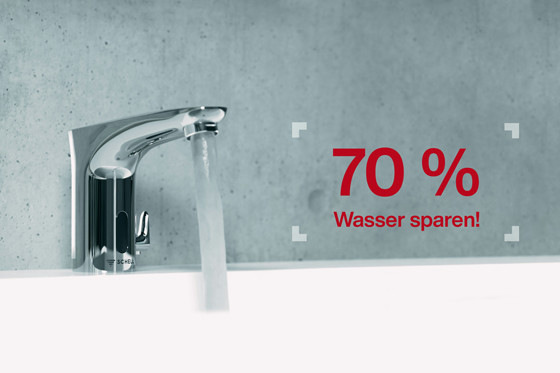 Berührungsarme bzw. berührungslose Armaturen können den Wasserverbrauch bis zu 70&nbsp;% senken.
