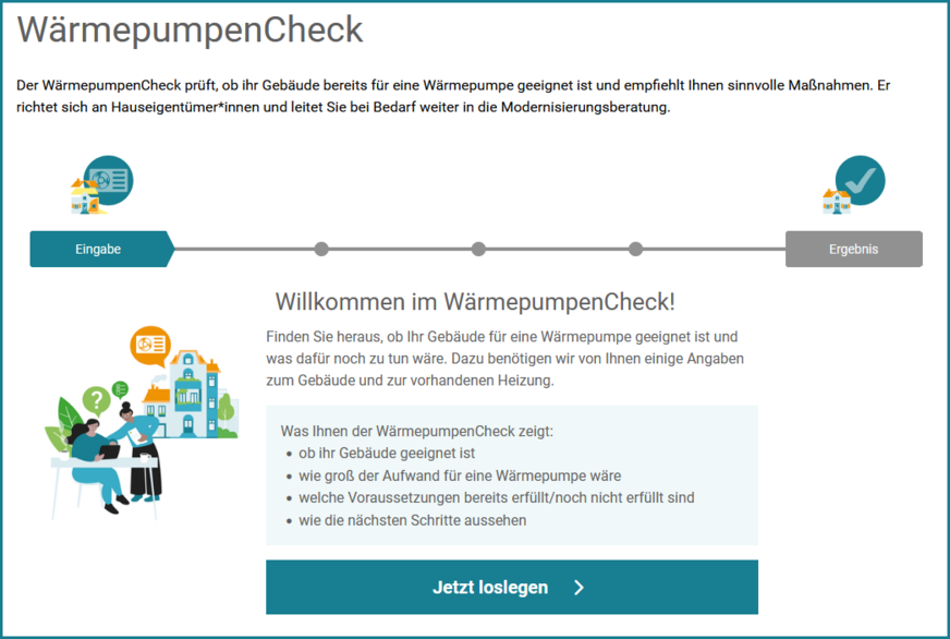 Digitaler WärmepumpenCheck auf:&nbsp;www.co2online.de/waermepumpencheck