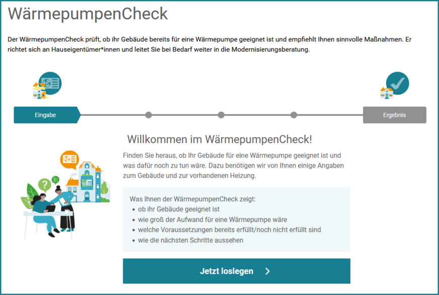 Digitaler WärmepumpenCheck auf: www.co2online.de/waermepumpencheck