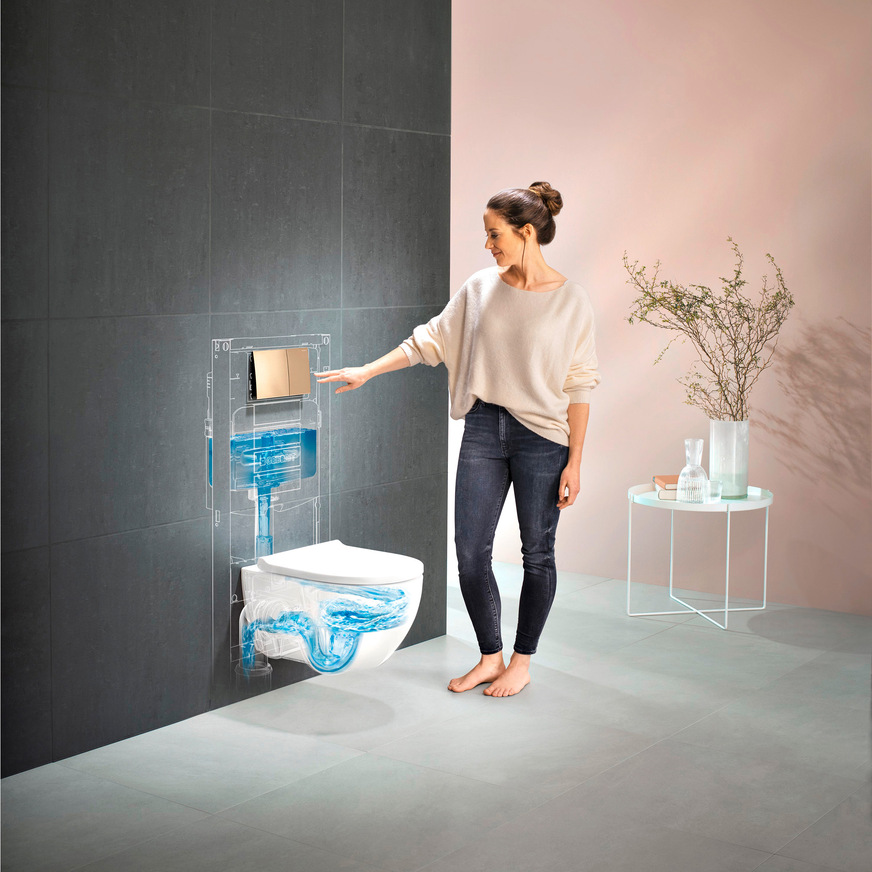 Geberit: Acanto WC mit präziser Lenkung des Wasserstrahls.