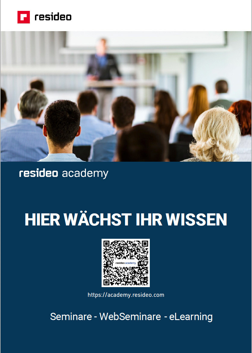 Unter dem Namen Resideo Academy bietet Resideo auch 2023 ein umfangreiches Weiterbildungsangebot in den Bereichen Wasser und Wärme für Installateure, Planer und Auszubildende.