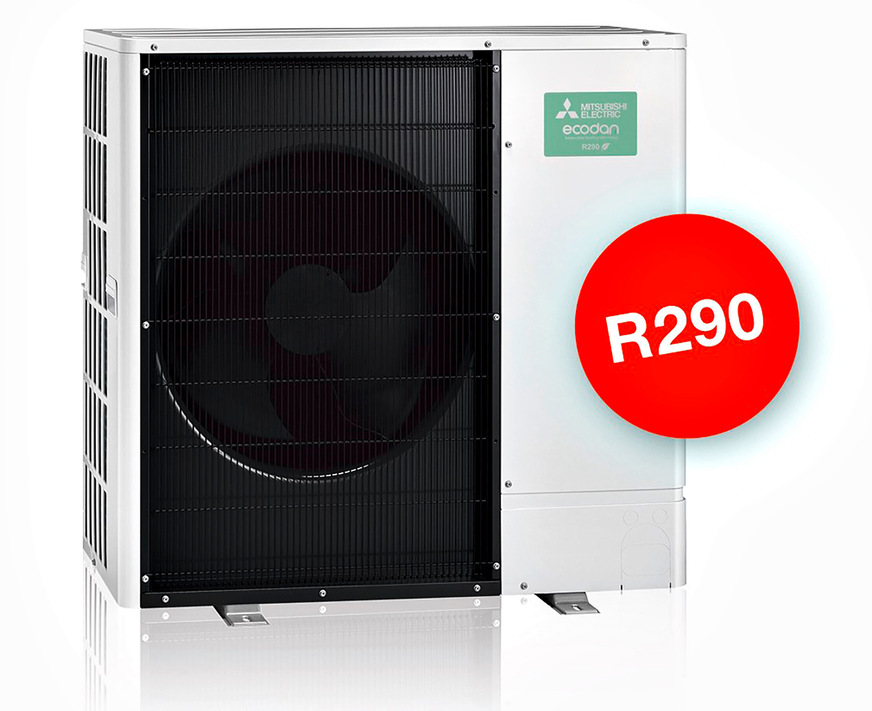 Mitsubishi Electric: R290-Monoblock-Wärmepumpe.