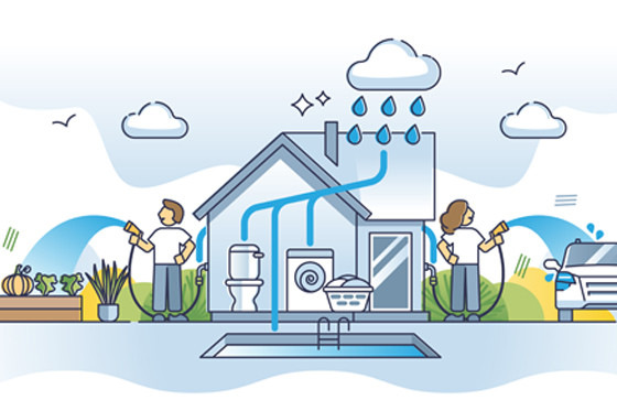 Regenwasser zu sammeln und zu nutzen oder Wasserrecycling in Gebäuden entlastet Kanalisation und Gewässer.