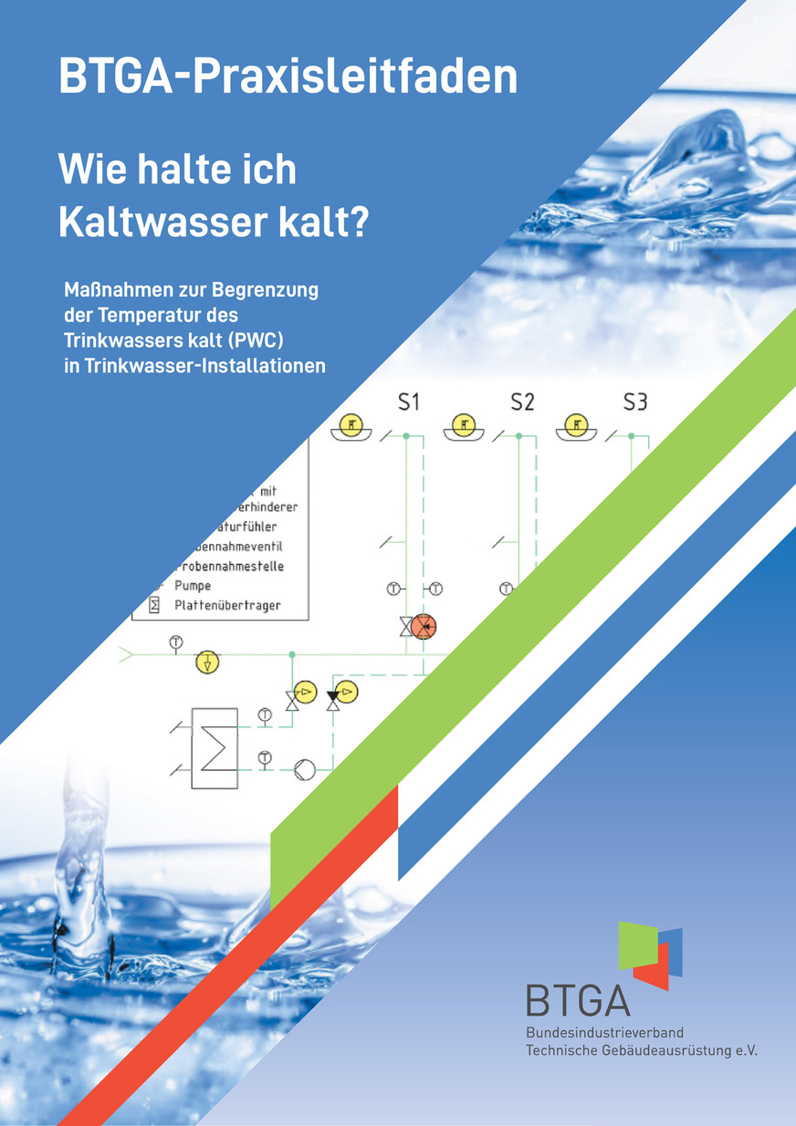 Cover des BTGA-Praxisleitfadens „Wie halte ich Kaltwasser kalt?“.