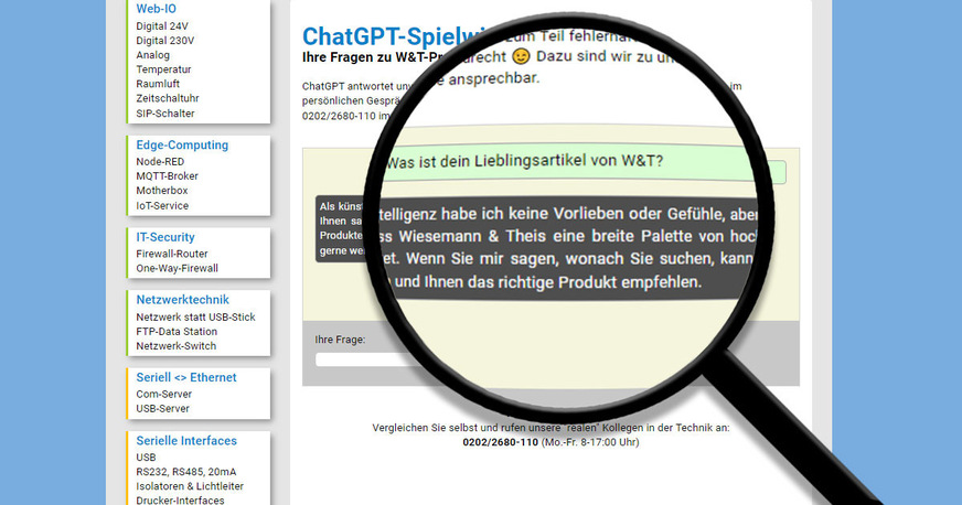 Die neue ChatGPT-Spielwiese auf wut.de.