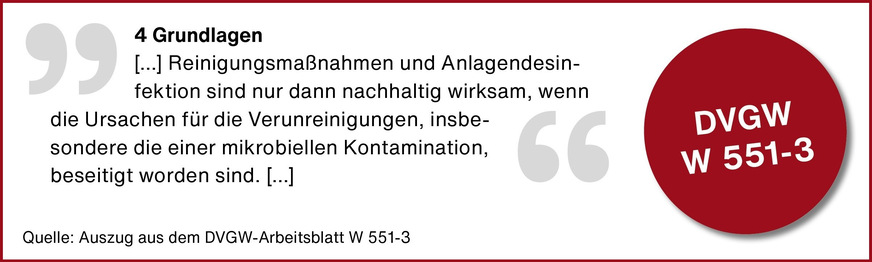 Bild 4 Die Sanierung einer mit Pseudomonas aeruginosa kontaminierten Trinkwasser-Installation sollte immer mit der Ursachenfindung und -beseitigung beginnen. Eine anschließende Reinigung und Desinfektion kann Bestandteil dieser Sanierung sein.