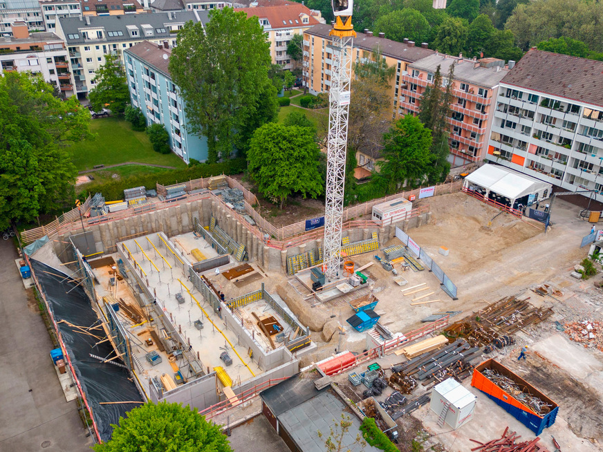 Blick auf die Baustelle in der Marbachstraße 9 in München.