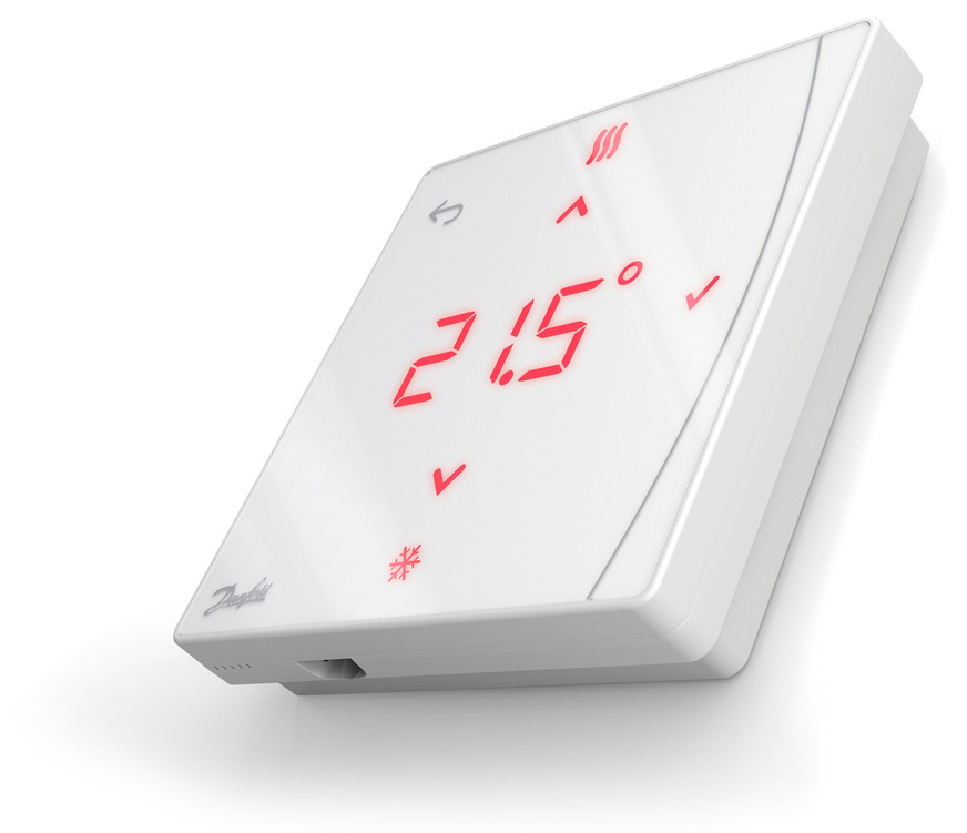 Danfoss: Raumthermostat mit aktiviertem Touchdisplay.