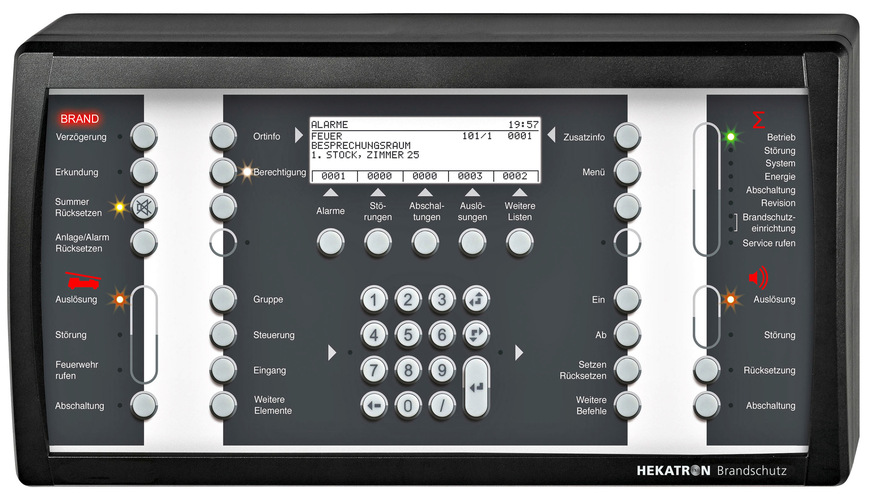 Bild 5 Externes Bedienfeld für eine BMA vom Typ Integral Evoxx. Sicherheit durch ausgeklügelten Prozess: Eine Brandmeldeanlage muss nicht zwingend sofort einen lauten Alarm auslösen.