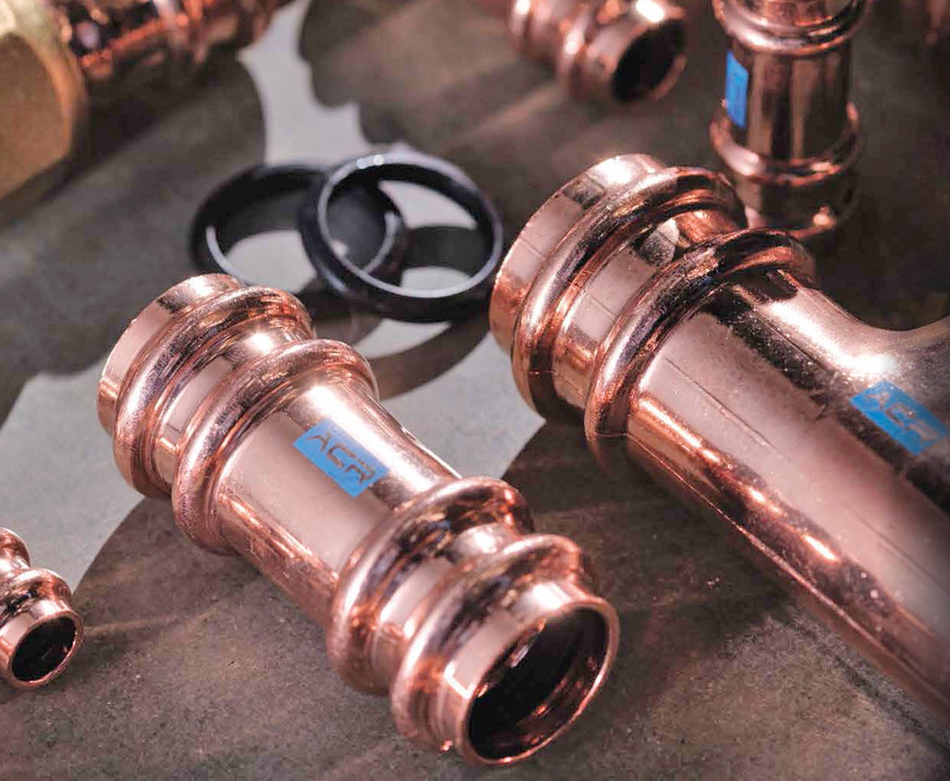 Sanha-Pressfittings für Kältemittel: Streamline ACR Copper Press.