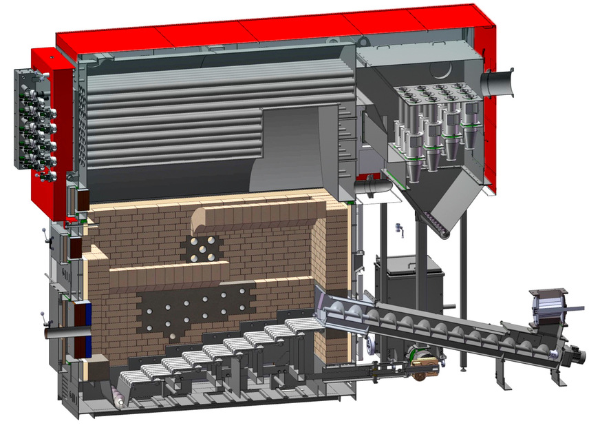 Schnitt durch den Hargassner-Heizkessel Magno-SR.