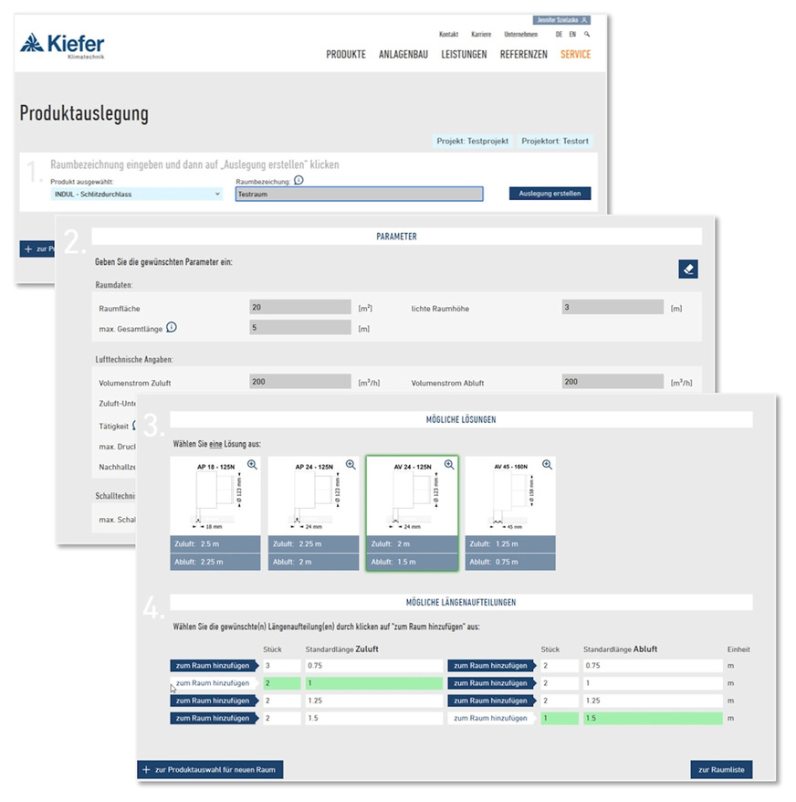 Kiefer Klimatechnik: Online-Tool zur Produktauslegung.