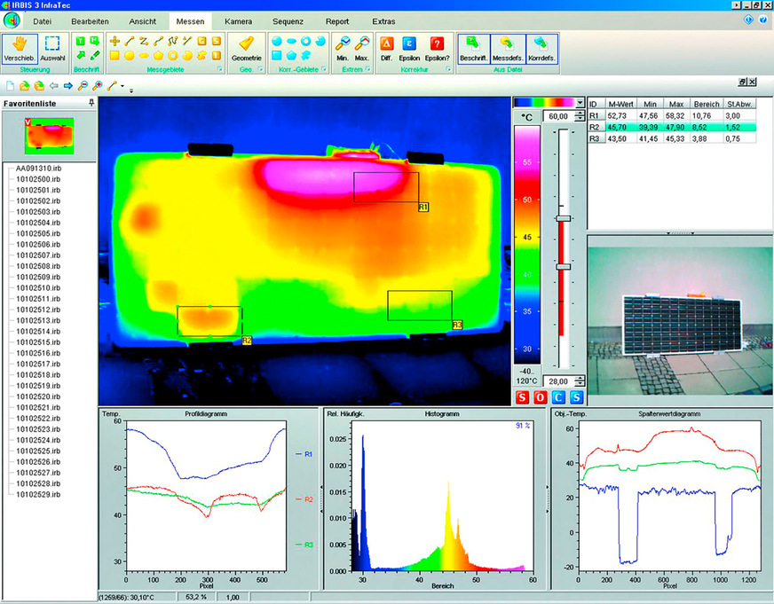 Bild 11 Auswertungssoftware unterstützt die Bearbeitung und Analyse von Thermogrammen  und deren Zusammenstellung zu aussagekräftigen und nachvollziehbaren Berichten.