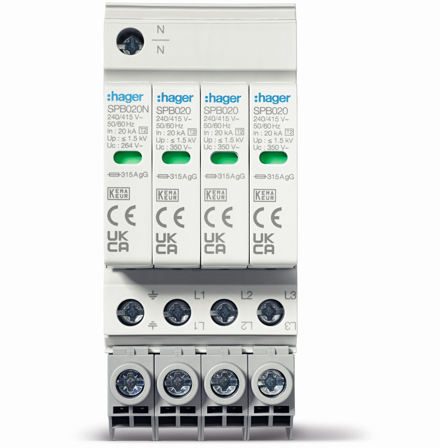 Hager: Typ-2-Überspannungsableiter SPB420.