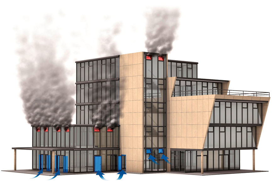 Bild 2 Das Verhindern der Ausbreitung des Feuers, die einfache und sichere Selbstrettung der Menschen im Gebäude und ein schneller Zugang für Rettungskräfte sind die wichtigsten Ziele des Brandschutzes.