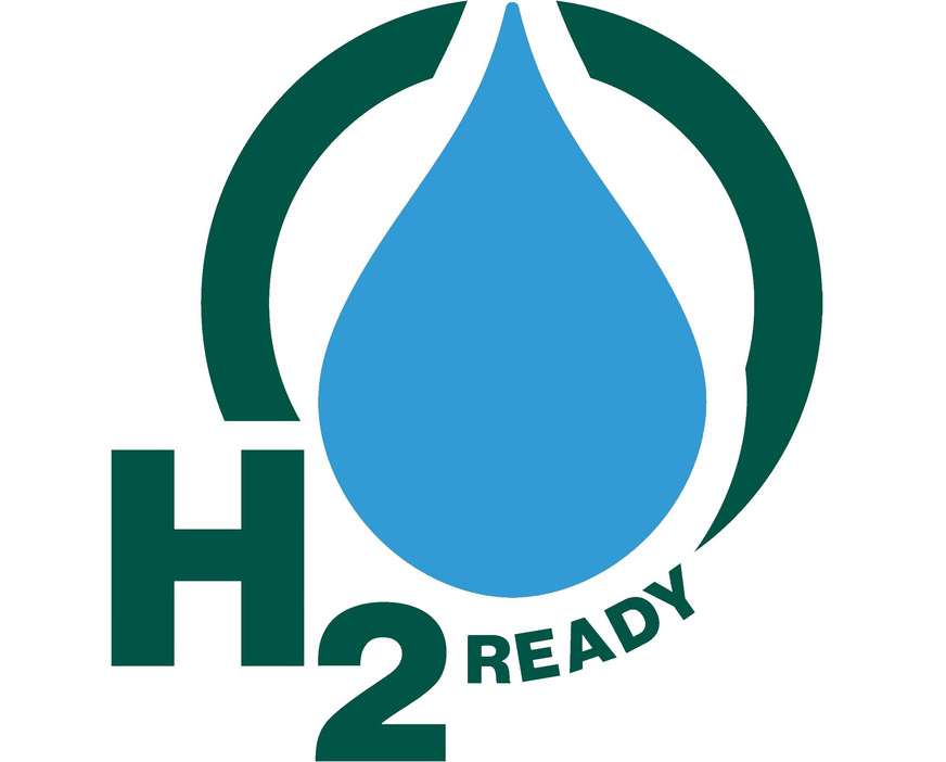 „H2-Ready“-Produktaufkleber von SenerTec: Die Dachs-BHWK 2.9 und 5.5 Gen2 sind für die niederschwellig Umrüstung auf 100 % Wasserstoff vorbereitet.