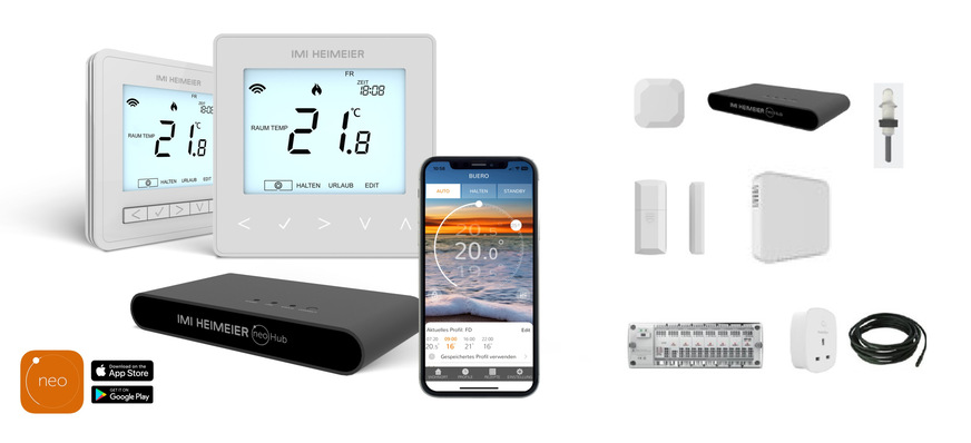Bild 3 Im Mittelpunkt der Neo-Serie stehen intelligente Raumtemperaturregler, die auch in ein Smart-Home-System integriert werden können. Abgerundet wird Neo durch ein umfangreiches Zubehörprogramm.