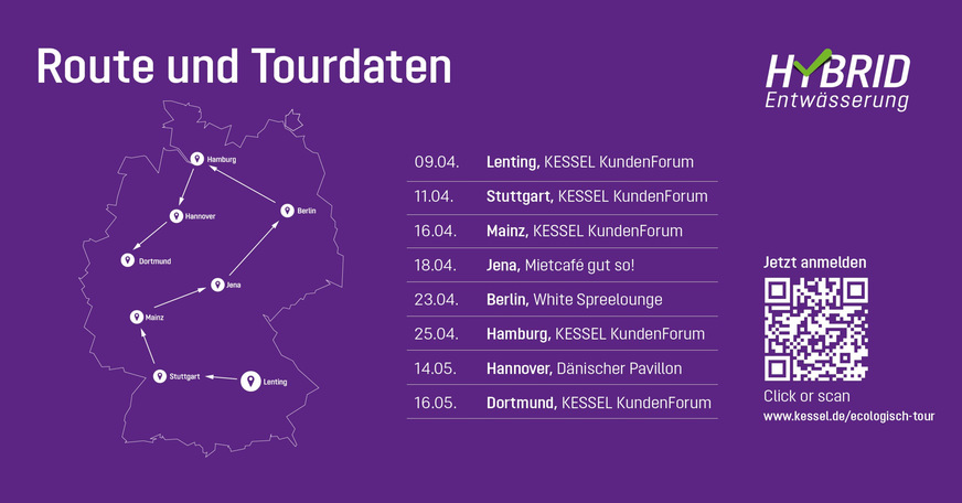 Vom 9. April bis 16. Mai 2024 macht die EcoLogisch-Tour insgesamt achtmal halt in ganz Deutschland.