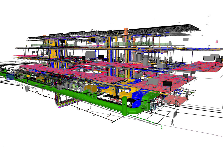 Das virtuelle Modell für die Viega World. Die Grafik zeigt exemplarisch die Planung der Technischen Gebäudeausrüstung.