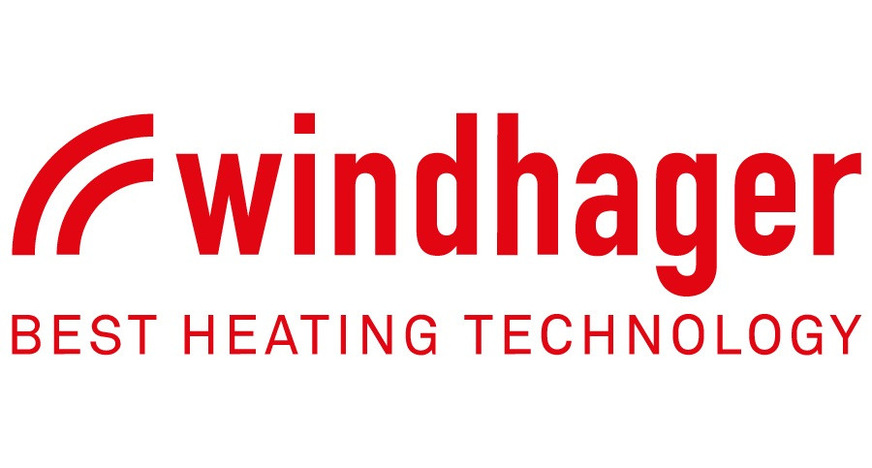 Windhager-Logo mit dem an Best Water Technology (BWT) angelehnten Claim Best Heating Technology.