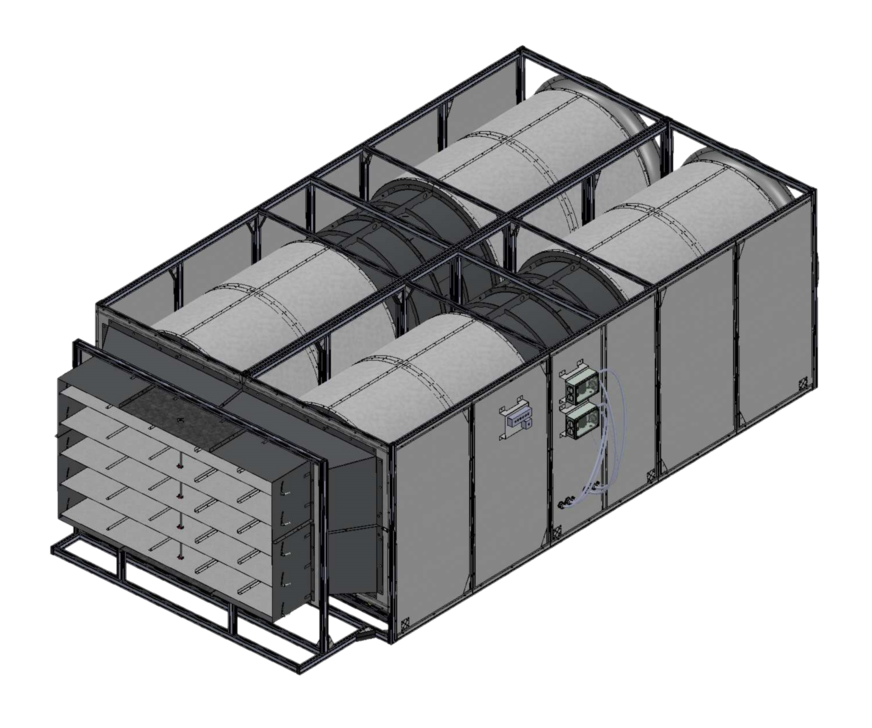 Die Ventilatoreneinheit des Windkanals besteht im Kern aus zwei parallel angeordneten und äußerst leistungsstarken Helios Axial-Hochleistungsventilatoren vom Typ AVD 1400.