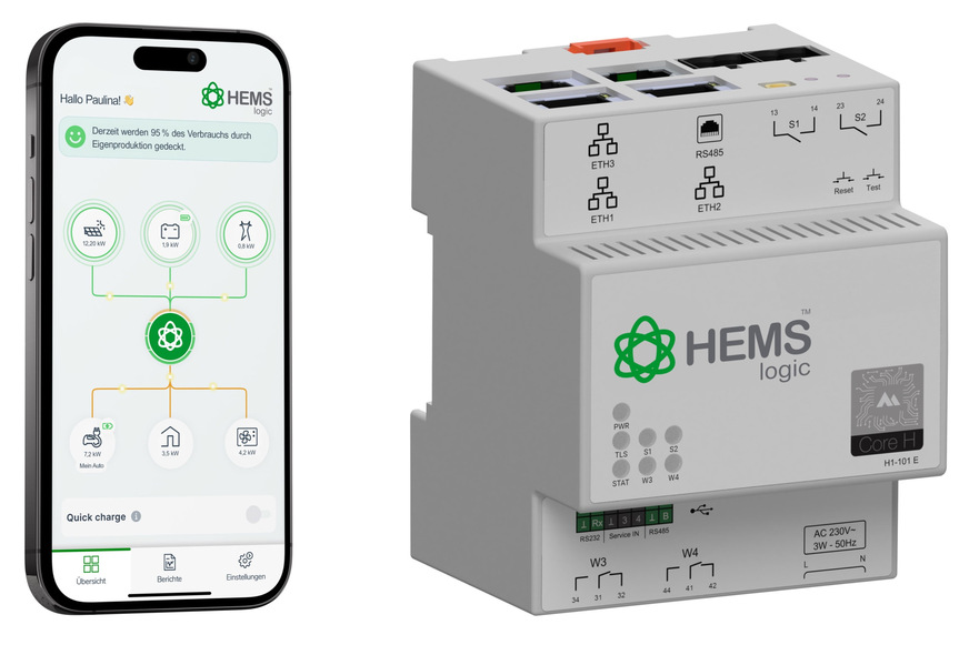 Schneider Electric: HEMS-App und HEMSlogic Gateway.