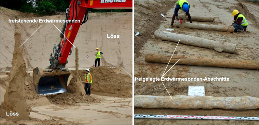 Bild 2 Erstmals wurden die in einem Steinbruch zu Forschungszwecken niedergebrachte Erdwärmesonden zerstörungsfrei freigelegt.