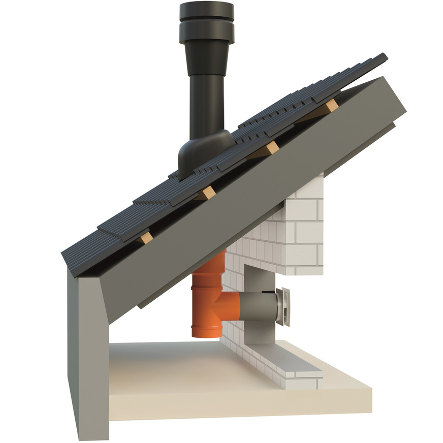 Vallox: Rohbau-Set für B44-Einzelraumlüfter in Räumen mit Schrägdach.