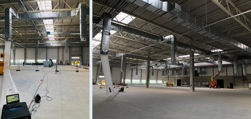 Bild 4 Um die nach der Installation erreichte Dichtheitsklasse ATC 5 zu verbessern, erfolgte eine Abdichtung des Luftleitungssystems mit dem Aeroseal-Verfahren. Hierfür wurde das Abdichtungs- und Messgerät über einen Folienschlauch mit den abzudichtenden Luftleitungssystemen verbunden. In kurzer Zeit konnten die Undichtigkeiten ausgehend von Luftdichtheitsklasse ATC 5 auf ATC 2 (0,22 % Leckagerate) verbessert werden. Durch die verbesserte Energieeffizienz liegen die geschätzten Einsparungen zwischen 42 000 und 85 000 Euro/a.