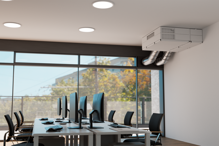 Exhausto by Aldes: Fassaden-Kombi-Luftdurchlass für DEX3000-Lüftungsgeräte.