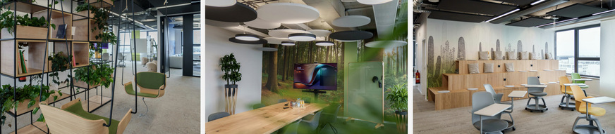 Bild 2 Im HUB des Business Campus München : Unterschleißheim können Interessenten erfahren, wie sich moderne Arbeits-, Kommunikations- und Meetingbereiche einrichten lassen.