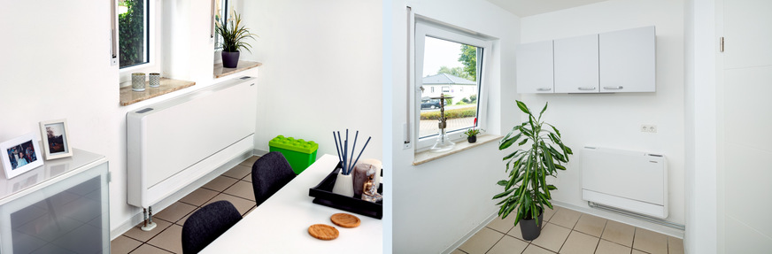 Bild 4 Im Zuge der Heizungsmodernisierung wurden die alten Heizkörper durch iLife-2 Slim Eco-Konvektoren von Mitsubishi Electric ersetzt. Sie kombinieren Konvektions- und Strahlungswärme und ermöglichen eine niedrige Vorlauftemperatur von 45 °C.