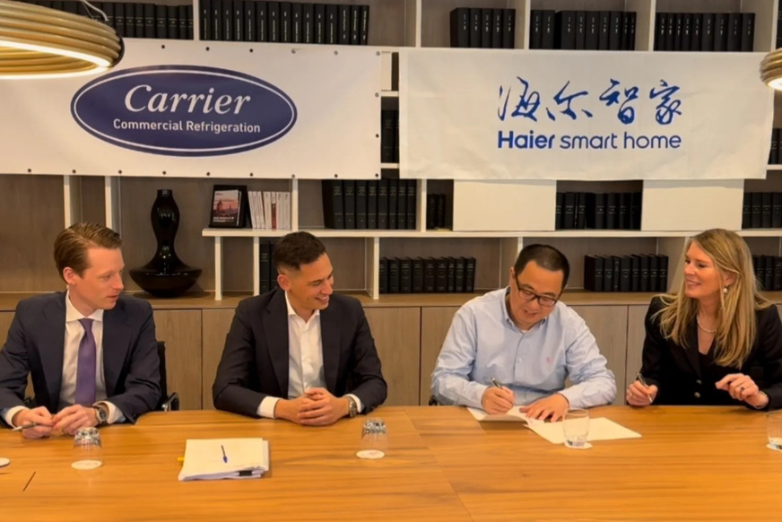 Abschlusses der Übernahme des Geschäftsbereichs Gewerbekälte von Carrier durch Haier Smart Home.