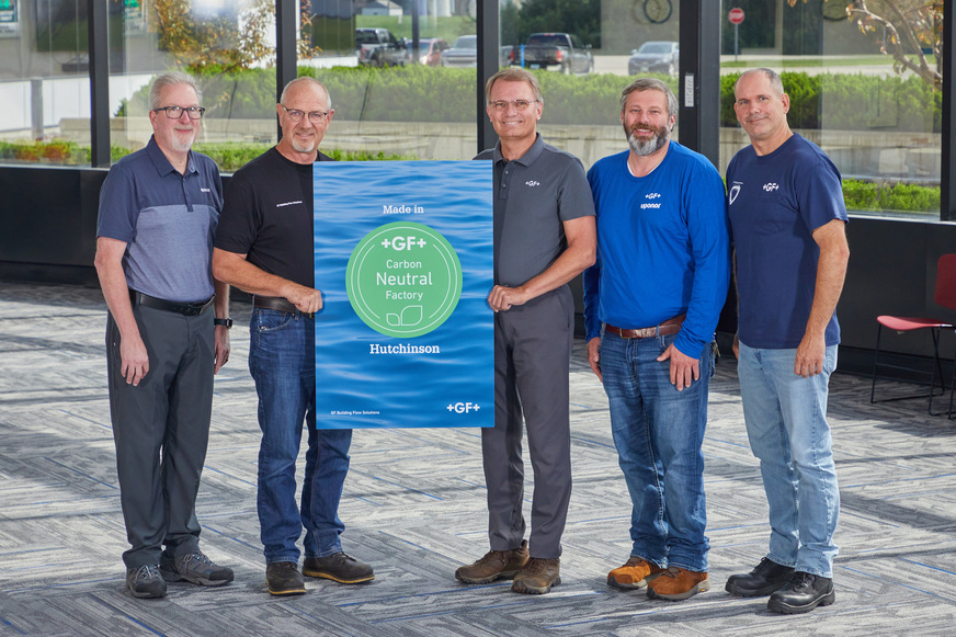 Im Werk von GF Building Flow Solutions in Hutchinson (USA): Das Führungsteam mit Ryan Fleser (Director, Quality & EHS), John Sommers (Site Manager), Jon Sillerud (Vice President of Integrated Supply Chain), Alec Nord (Manager, Operations & Facilities Projects), Steve Avery (Maintenance Manager) (von links nach rechts).