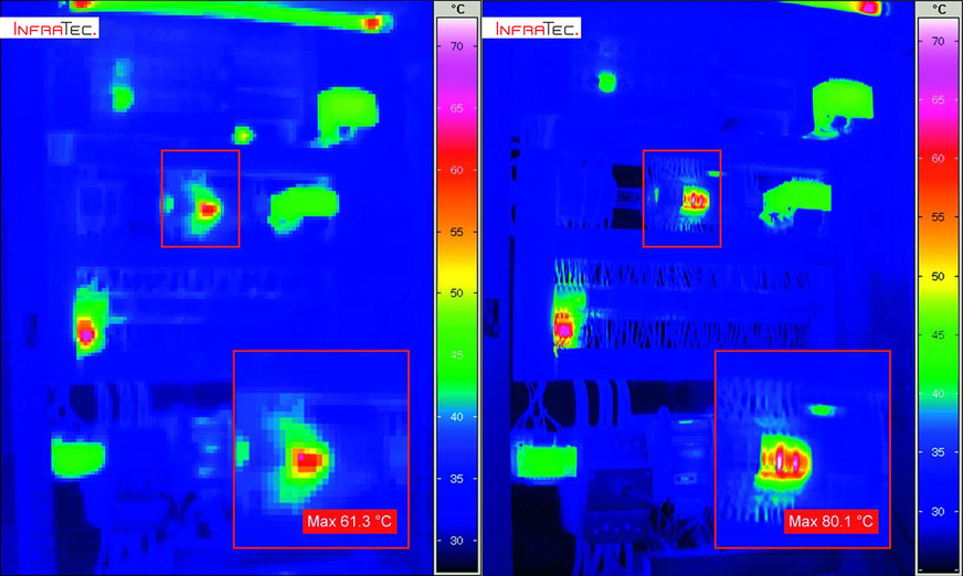 Bild 7 Kameras mit größeren Detektorformaten und höheren thermischen und geometrischen Auflösungen zeigen Temperaturen und Anomalien präziser an, Vergleich.