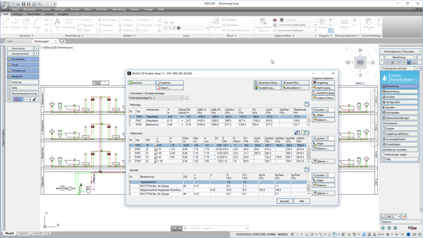 Bild 3 Geplant werden Trinkwassernetze anhand von Systemschnitten und / oder Grundrissen.