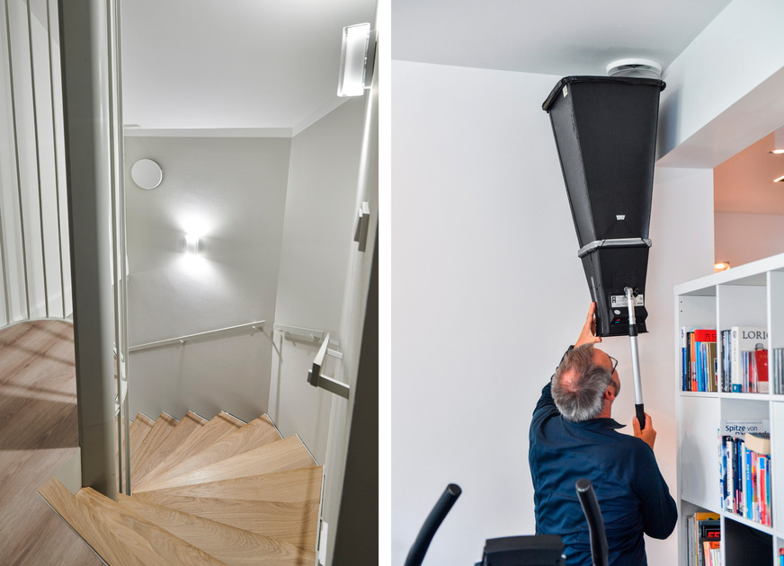 Bild 4 Ist der zentrale Flur als Zuluftraum mit allen Wohnbereichen verbunden, bietet das Lüftungskonzept RAV-Control Premium in puncto Energieeffizienz, Raumlufthygiene und Komfort eine neue Qualität bei der kontrollierten zentralen Wohnraumlüftung. Bei RAV-Control Premium und Base entfällt das Einregulieren der Volumenströme in den Räumen. Da für jeden Raum der Volumenstrom nach dem tatsächlichen Lüftungsbedarf geregelt wird, ergibt sich automatisch ein dynamischer Abgleich.