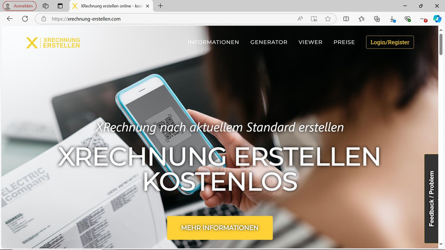Bild 10 … oder kostenfreie Web-Portale nutzen, zum Beispiel XRechnung Erstellen.