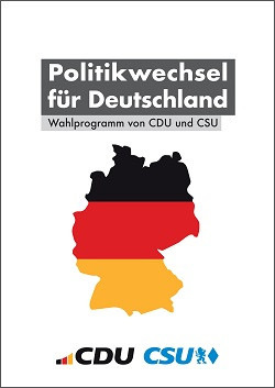 Titelseite des Wahlprogramms von CDU und CSU.
