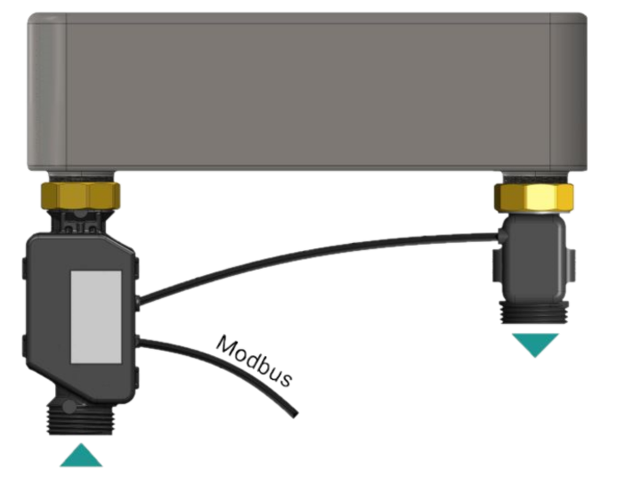 Ultraschall-Gasblasenerkennung am Kältemittel/Heizwasser-Wärmeübertrager.