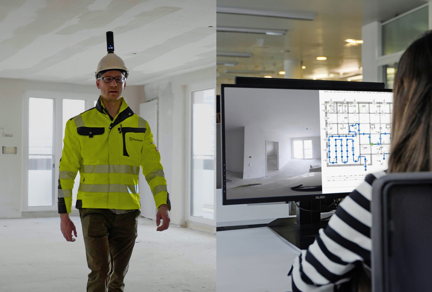 Bild 11 Während der kontinuierlichen Baustellenbegehung erfasste Panoramafotos werden automatisch im Plan verortet und ermöglichen eine lückenlose Baufortschrittsdokumentationen.