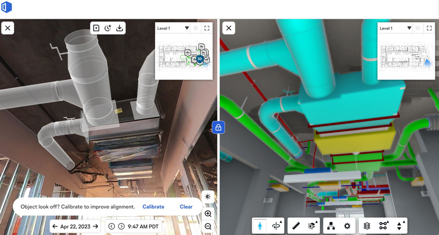 Bild 9 Werden aktuelle Laserscan-Baustellendaten analysiert und mit den Planungsdaten abgeglichen, können Unstimmigkeiten automatisiert erkannt werden.