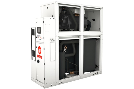 Die neue Trane City RTSF HT Hochtemperatur-Wasser-Wasser-Wärmepumpe liefert heißes Wasser mit bis zu 110 °C.