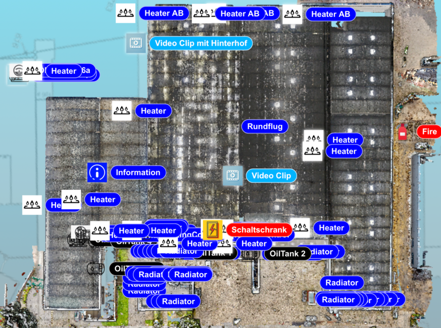 Die technischen Gebäudeausrüstungen digital erfasst und mit relevanten Informationen versehen.